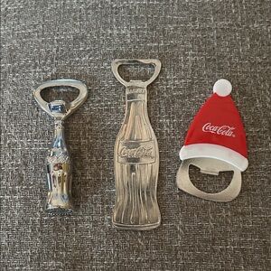 Coca Cola Bottle Opener Trio - Silver and Red